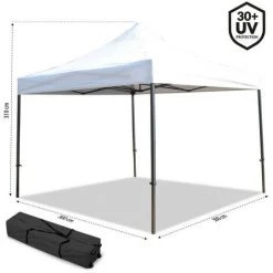 TERRE JARDIN Tonnelle Pliante 3 X 3 Professionnelle Blanc - Blanc -Pergola Soldes 10562109 2