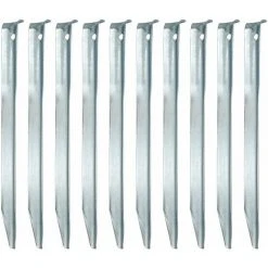 AMANKA Set 10 Piquets XL En Acier Galvanisé 230x23mm Sardines Métalliques En V Pour Tentes De Camping Terrain Sablonneux