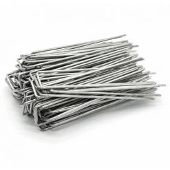 AMANKA Set 100 Piquets En Acier Galvanisé Ø3,2mm 150x30mm Ancrage Au Sol Pour Bâches Filets De Jardinage En U Anguleux
