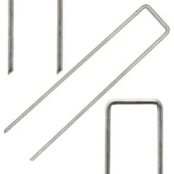 AMANKA Set 100 Piquets En Acier Galvanisé Ø3,2mm 150x30mm Ancrage Au Sol Pour Bâches Filets De Jardinage En U Anguleux -Pergola Soldes 10987257 3