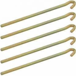 AMANKA Set De 5 Piquets En Acier Galvanisé 220x6mm Sardines En Métal Forme Carrée Avec Crochet Pour Tentes De Camping