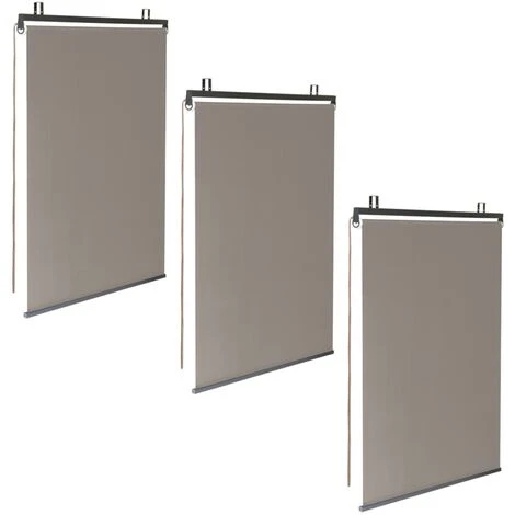 IDMARKET Lot De 3 Stores Enrouleurs L.124 X H. 225 CM Pour Pergola Taupe - Taupe 4 IDMARKET Lot De 3 Stores Enrouleurs L.124 X H. 225 CM Pour Pergola Taupe - Taupe – Image 2