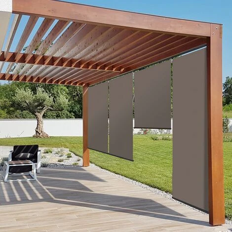 IDMARKET Lot De 3 Stores Enrouleurs L.124 X H. 225 CM Pour Pergola Taupe - Taupe 5 IDMARKET Lot De 3 Stores Enrouleurs L.124 X H. 225 CM Pour Pergola Taupe - Taupe – Image 3