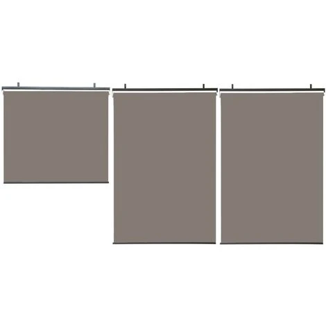 IDMARKET Lot De 3 Stores Enrouleurs L.124 X H. 225 CM Pour Pergola Taupe - Taupe 6 IDMARKET Lot De 3 Stores Enrouleurs L.124 X H. 225 CM Pour Pergola Taupe - Taupe – Image 4