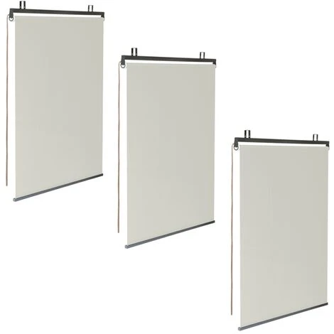 IDMARKET Lot De 3 Stores Enrouleurs L.124 X H. 225 CM Pour Pergola écrue - Ecru 4 IDMARKET Lot De 3 Stores Enrouleurs L.124 X H. 225 CM Pour Pergola écrue - Ecru – Image 2