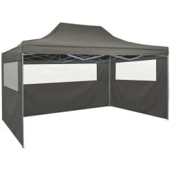 VidaXL Tente Pliable Avec 4 Parois Latérales 3 X 4,5 M Anthracite - Anthracite -Pergola Soldes 11468411 4