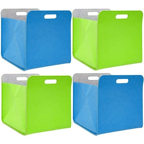 DUNEDESIGN 4 Boîtes De Rangement Feutre 33x33x38 Cm Kallax Panier Feutrine Ikea Bleu Vert 3 DUNEDESIGN 4 Boîtes De Rangement Feutre 33x33x38 Cm Kallax Panier Feutrine Ikea Bleu Vert