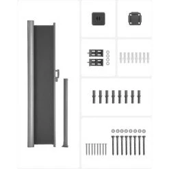 SONGMICS Alu Store Latéral 350 X 160cm Auvent Rétractable Extérieur Brise Vue Pour Terrasse Anthracite GSA165G - Anthracite -Pergola Soldes 11488388 4