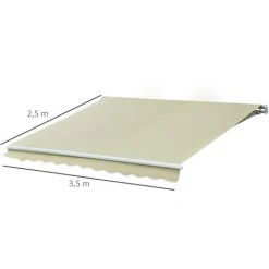 Outsunny Store Banne Manuel Rétractable Alu. Polyester Imperméabilisé Haute Densité 3,5L X 2,5l M Beige - Beige 9 Outsunny Store Banne Manuel Rétractable Alu. Polyester Imperméabilisé Haute Densité 3,5L X 2,5l M Beige - Beige -Pergola Soldes 11491460 3