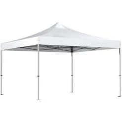 INTEROUGE Barnum Pliant Tonnelle 4x4m Alu 40 Polyester 300g/m² Pelliculé PVC + Sac De Transport Blanc