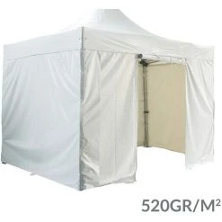 GREADEN Pack 4 CÔTÉS ( SANS STRUCTURE ) - BLANC - 3 MURS PLEINS AVEC UNE PORTE 520G/M2 PVC HOMOLOGUÉ M2 4X4M GAMME 50MM