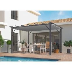 Habrita Pergola 100% Aluminium Couleur Grise 4,00 X 3,00 X 2,30 M - 12 M2 -Pergola Soldes 11754623 3
