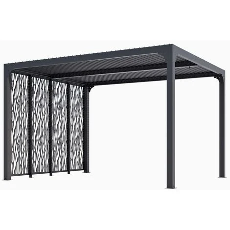 Habrita Pergola Bioclimatique De 10,80 M2 équipée De 4 Panneaux Moucharabieh 3 Habrita Pergola Bioclimatique De 10,80 M2 équipée De 4 Panneaux Moucharabieh