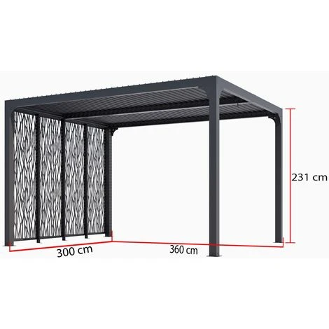Habrita Pergola Bioclimatique De 10,80 M2 équipée De 4 Panneaux Moucharabieh 4 Habrita Pergola Bioclimatique De 10,80 M2 équipée De 4 Panneaux Moucharabieh – Image 2