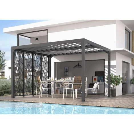 Habrita Pergola Bioclimatique De 10,80 M2 équipée De 4 Panneaux Moucharabieh 5 Habrita Pergola Bioclimatique De 10,80 M2 équipée De 4 Panneaux Moucharabieh – Image 3
