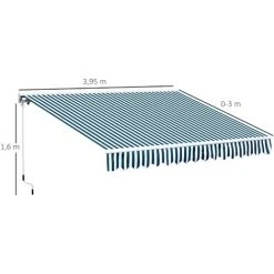 Outsunny Store Banne électrique Et Manuel Rétractable Dim. 3,95L X 3l (avancée) M Télécommande Fournie Alu. Polyester Haute Densité Imperméabilisé Anti-UV Vert Blanc Rayé 9 Outsunny Store Banne électrique Et Manuel Rétractable Dim. 3,95L X 3l (avancée) M Télécommande Fournie Alu. Polyester Haute Densité Imperméabilisé Anti-UV Vert Blanc Rayé -Pergola Soldes 11865966 3