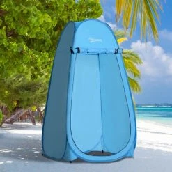 Outsunny Tente De Douche Pliable Pop-up Automatique Instantanée Cabinet De Changement Camping Polyester Bleu -Pergola Soldes 11865989 2