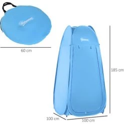 Outsunny Tente De Douche Pliable Pop-up Automatique Instantanée Cabinet De Changement Camping Polyester Bleu -Pergola Soldes 11865989 3