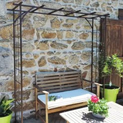 LMOULIN Kit Arche De Jardin En Fer Vieilli Tubes Carrés Grand Modèle + 4 Supports Poteaux à Enfoncer -Pergola Soldes 11916743 2