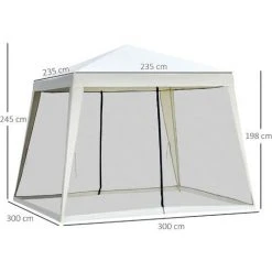 Outsunny Tonnelle Barnum Style Colonial Dim. 3L X 3l X 2,45H M 4 Moustiquaires 2 Zippées Beige Noir - Beige -Pergola Soldes 11952804 3
