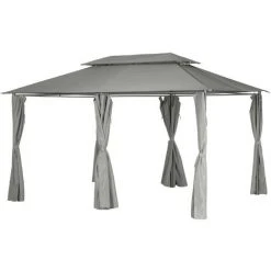 HESPERIDE Tonnelle De Jardin Thira - L. 4 X L. 3 M - 400 X 300 X 270 - Gris