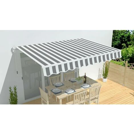 HABITAT ET JARDIN Store Banne En Aluminium "Ombra 3" - 4 X 2.50 M - Gris / Blanc 4 HABITAT ET JARDIN Store Banne En Aluminium "Ombra 3" - 4 X 2.50 M - Gris / Blanc – Image 2