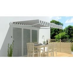 HABITAT ET JARDIN Store Banne En Aluminium "Ombra 3" - 4 X 2.50 M - Gris / Blanc 8 HABITAT ET JARDIN Store Banne En Aluminium "Ombra 3" - 4 X 2.50 M - Gris / Blanc -Pergola Soldes 12193827 3