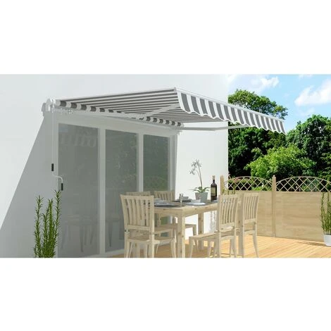 HABITAT ET JARDIN Store Banne En Aluminium "Ombra 3" - 4 X 2.50 M - Gris / Blanc 5 HABITAT ET JARDIN Store Banne En Aluminium "Ombra 3" - 4 X 2.50 M - Gris / Blanc – Image 3