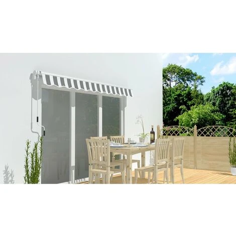 HABITAT ET JARDIN Store Banne En Aluminium "Ombra 3" - 4 X 2.50 M - Gris / Blanc 6 HABITAT ET JARDIN Store Banne En Aluminium "Ombra 3" - 4 X 2.50 M - Gris / Blanc – Image 4