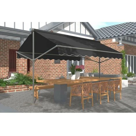 HABITAT ET JARDIN Store Banne Double Pente "Sola" - 3 X 3 M - Gris Foncé 4 HABITAT ET JARDIN Store Banne Double Pente "Sola" - 3 X 3 M - Gris Foncé – Image 2
