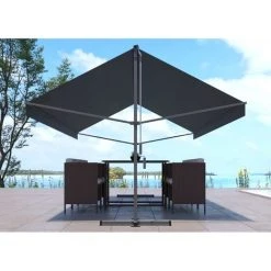 CONCEPT-USINE Store Banne Double Pente Gris 4x3m ISEO - Gris -Pergola Soldes 12227981 3