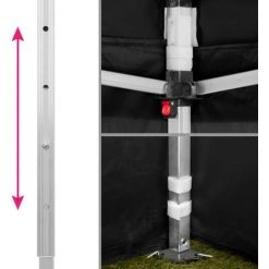 TECTAKE Tonnelle De Jardin Terrasse Pliante Autoportée Réglable 6 X 3 M Structure En Aluminium à 2 Parois Noir + Sac De Transport - Noir -Pergola Soldes 12271607 3