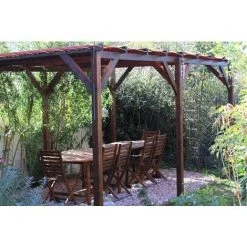 WMU Pergola Bois |15m² - 3 X 5| Autoportée - Origine FR - (Option 1 - Sans Visserie Et Pieds)