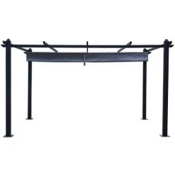 CONCEPT-USINE Pergola 4x3m Auto-portée Avec Toile Rétractable NILA - Gris
