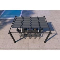 CONCEPT-USINE Pergola 4x3m Auto-portée Avec Toile Rétractable NILA - Gris 9 CONCEPT-USINE Pergola 4x3m Auto-portée Avec Toile Rétractable NILA - Gris -Pergola Soldes 12377103 3