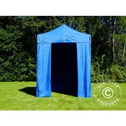 DANCOVER Tente Pliante Chapiteau Pliable Tonnelle Pliante Barnum Pliant FleXtents Basic V.2, 2x2m Bleu, Avec 4 Cotés - Bleu