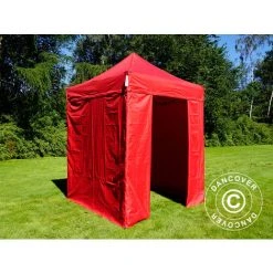 DANCOVER Tente Pliante Chapiteau Pliable Tonnelle Pliante Barnum Pliant FleXtents Basic V.2, 2x2m Rouge, Avec 4 Cotés - Rouge -Pergola Soldes 12729220 3