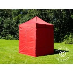 DANCOVER Tente Pliante Chapiteau Pliable Tonnelle Pliante Barnum Pliant FleXtents Basic V.2, 2x2m Rouge, Avec 4 Cotés - Rouge -Pergola Soldes 12729220 5