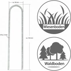 AMANKA Set 100 Piquets En Acier Galvanisé Ø3,2mm 150x30mm Ancrage Au Sol Pour Bâches Filets De Jardinage En U Arrondi 8 AMANKA Set 100 Piquets En Acier Galvanisé Ø3,2mm 150x30mm Ancrage Au Sol Pour Bâches Filets De Jardinage En U Arrondi -Pergola Soldes 12736507 2