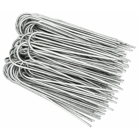 AMANKA Set 100 Piquets En Acier Galvanisé Ø3,2mm 150x30mm Ancrage Au Sol Pour Bâches Filets De Jardinage En U Arrondi 7 AMANKA Set 100 Piquets En Acier Galvanisé Ø3,2mm 150x30mm Ancrage Au Sol Pour Bâches Filets De Jardinage En U Arrondi – Image 5