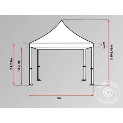 DANCOVER Tente Pliante Chapiteau Pliable Tonnelle Pliante Barnum Pliant FleXtents PRO "Morocco" 3x3m Blanc - Blanc -Pergola Soldes 12978337 5