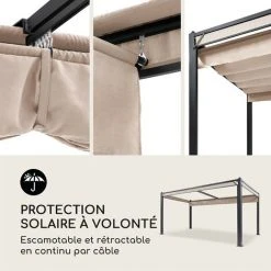 Blumfeldt Pantheon Cortina Pavillon Avec Auvent 3x4 M 4 Parois Latérales Beige -Pergola Soldes 12991636 3