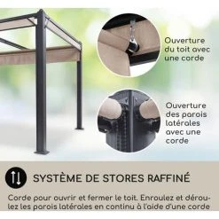 Blumfeldt Blumfeldt Pantheon Cortina Pavillon Avec Auvent 3x6 M 4 Parois Latérales Beige -Pergola Soldes 13187740 5