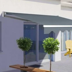 TERRE JARDIN Store Banne Manuel 3.95x3 M Anthracite - Anthracite -Pergola Soldes 13249379 3