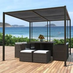 CONCEPT-USINE Pergola 4 Toiles Coulissantes 3x3m Gris & Taupe AGRA - Gris 8 CONCEPT-USINE Pergola 4 Toiles Coulissantes 3x3m Gris & Taupe AGRA - Gris -Pergola Soldes 13542560 2