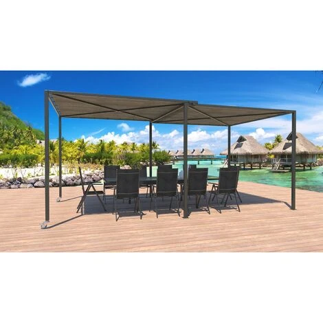 CONCEPT-USINE Pergola Coulissante Avec Roues 5,5x2,5m GIBARA - Gris 5 CONCEPT-USINE Pergola Coulissante Avec Roues 5,5x2,5m GIBARA - Gris – Image 3