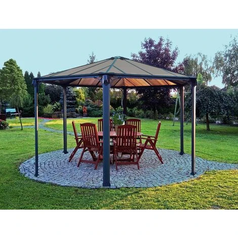 Palram - Canopia | Tonnelle De Jardin Hexagonale Monacom² 3.6X4 Grise 4 Palram - Canopia | Tonnelle De Jardin Hexagonale Monacom² 3.6X4 Grise – Image 2