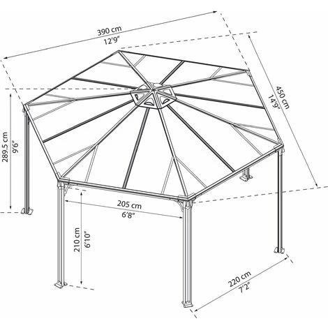 Palram - Canopia | Tonnelle De Jardin Hexagonale Monacom² 3.6X4 Grise 7 Palram - Canopia | Tonnelle De Jardin Hexagonale Monacom² 3.6X4 Grise – Image 5