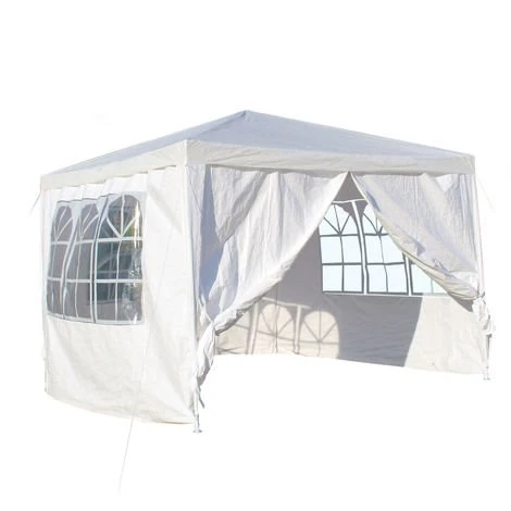 WILTEC Tonnelle De Jardin 3x3m Blanche Avec Panneaux Latéraux Amovibles Grandes Fenêtres Tente Fête Camping 3 WILTEC Tonnelle De Jardin 3x3m Blanche Avec Panneaux Latéraux Amovibles Grandes Fenêtres Tente Fête Camping