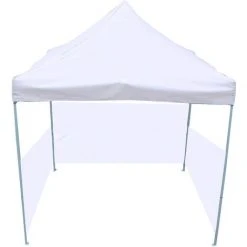 PrimeMatik - Tonnelle Pliante Blanc Tente 300x300cm Avec Des Tissus Latéraux
